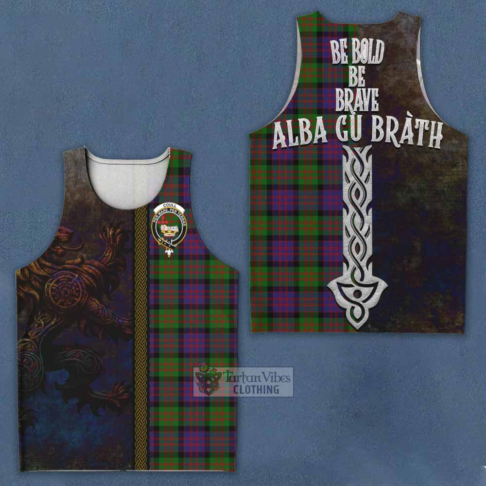 Coull Tartan Family Crest Men's Tank Top Alba Gu Brath Be Brave Lion Ancient Style - Tartan Vibes Clothing