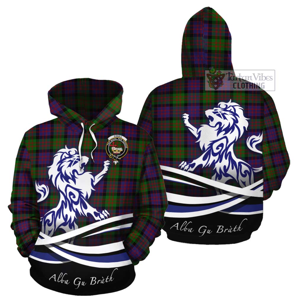 Coull Tartan Cotton Hoodie with Alba Gu Brath Regal Lion Emblem Zip Hoodie - Tartan Vibes Clothing