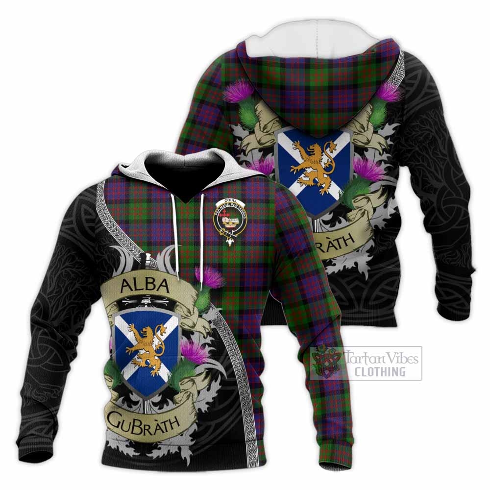 Coull Tartan Family Crest Knitted Hoodie Lion Rampant Royal Thistle Shield Celtic Inspired - Tartan Vibes Clothing