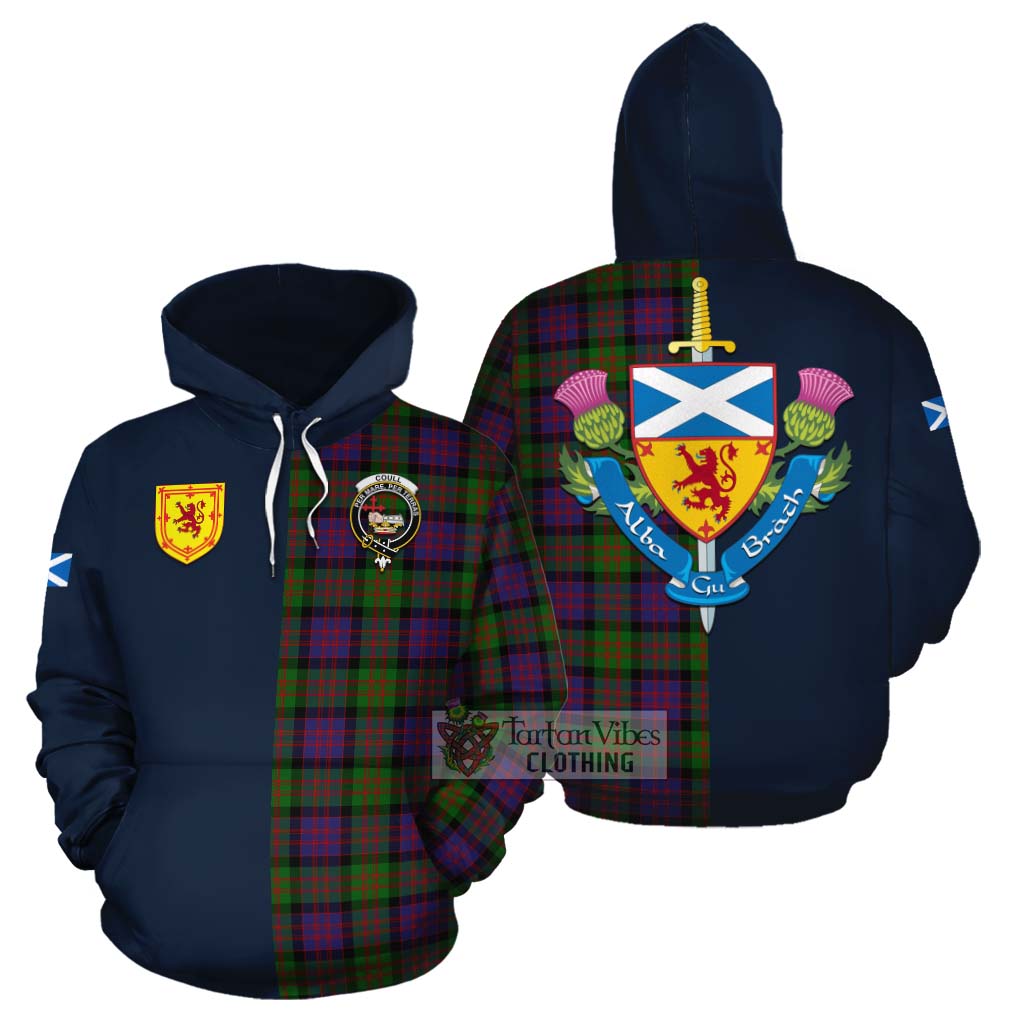Coull Tartan Cotton Hoodie Alba with Scottish Lion Royal Arm Half Style Zip Hoodie - Tartan Vibes Clothing