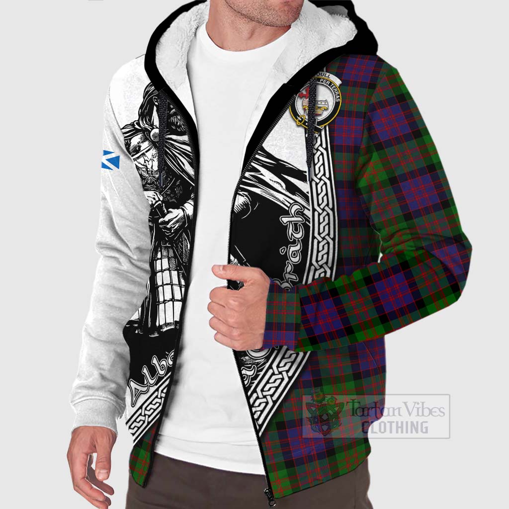 Coull Tartan Clan Crest Sherpa Hoodie with Highlander Warrior Celtic Style Unisex - Tartan Vibes Clothing