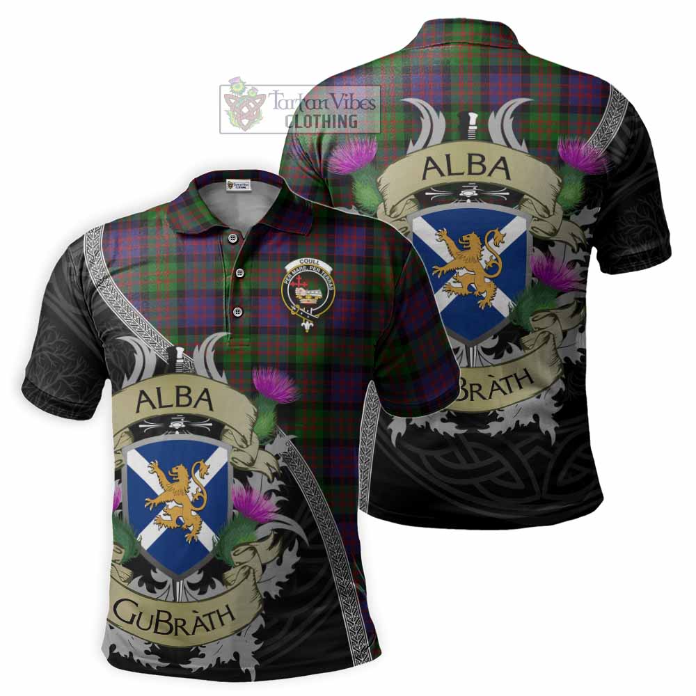 Coull Tartan Family Crest Polo Shirt Lion Rampant Royal Thistle Shield Celtic Inspired - Tartan Vibes Clothing