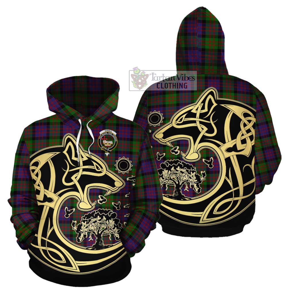 Coull Tartan Cotton Hoodie with Family Crest Celtic Wolf Style Zip Hoodie - Tartan Vibes Clothing