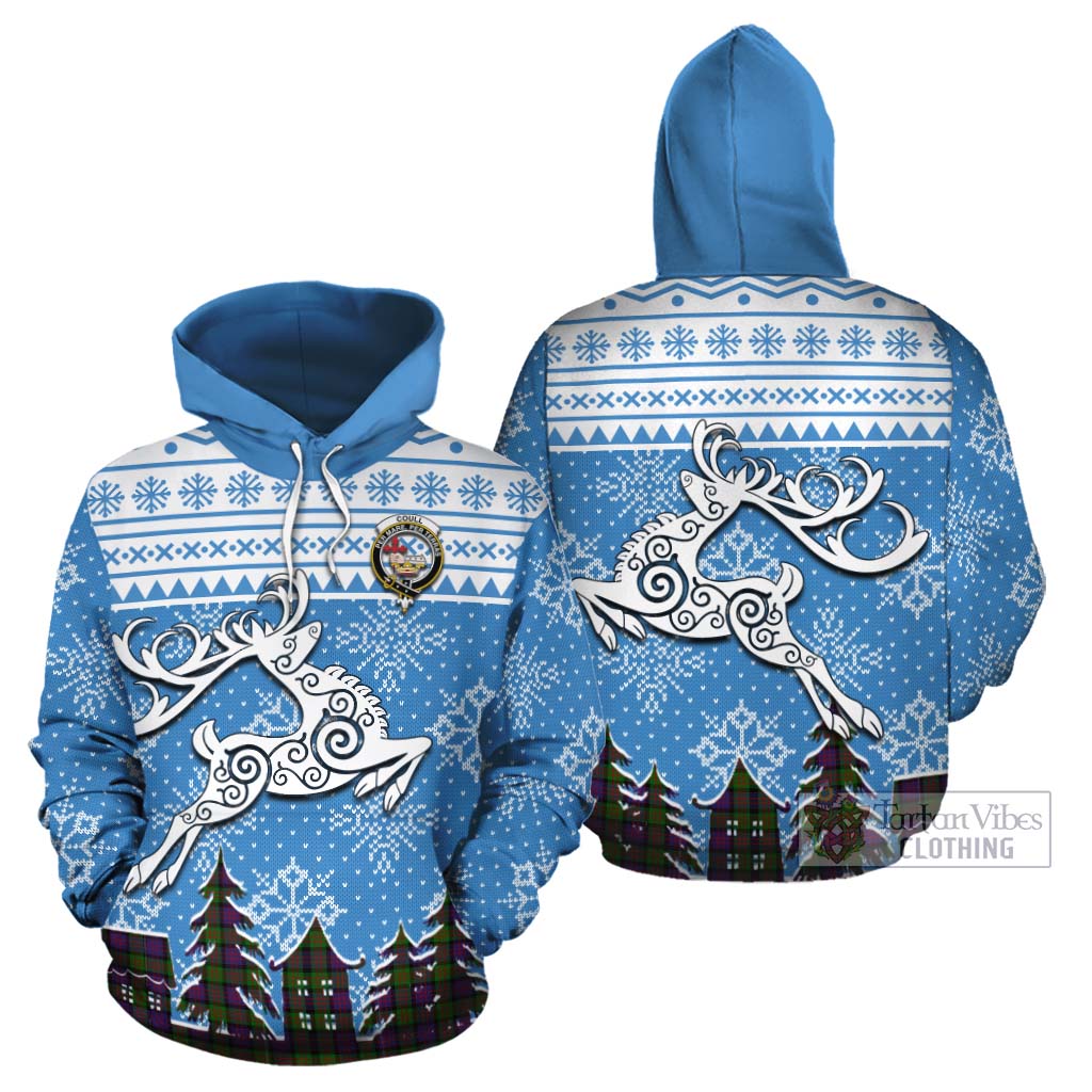 Coull Clan Christmas Cotton Hoodie Celtic Reindeer Style Zip Hoodie - Tartan Vibes Clothing