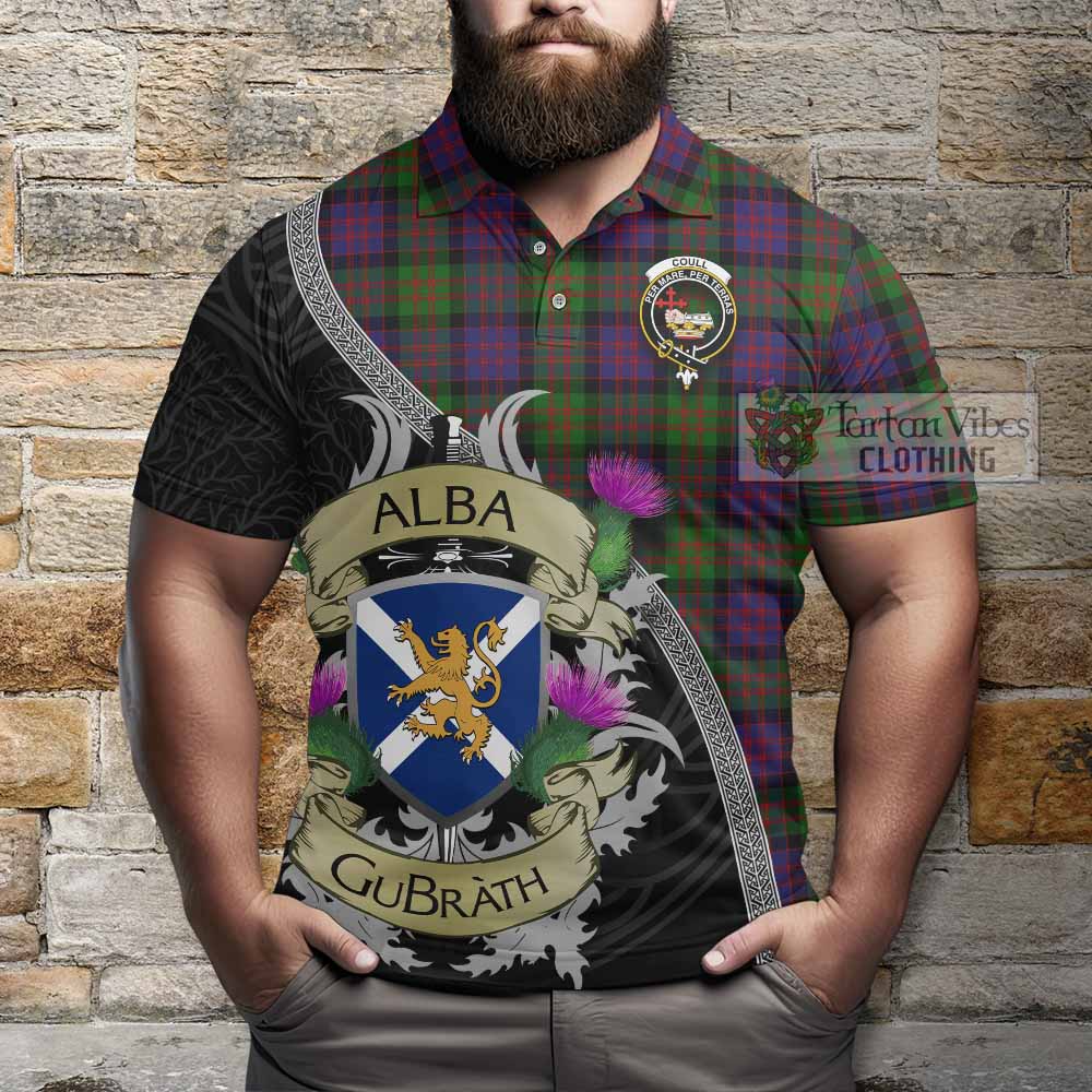 Coull Tartan Family Crest Polo Shirt Lion Rampant Royal Thistle Shield Celtic Inspired - Tartan Vibes Clothing