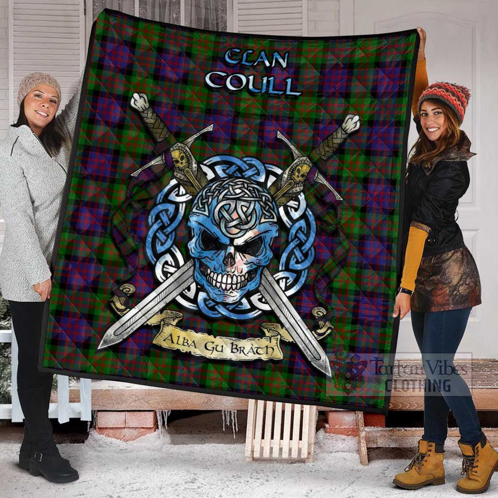 Coull Tartan Quilt with Celtic Skull Alba Gu Brath Style - Tartan Vibes Clothing