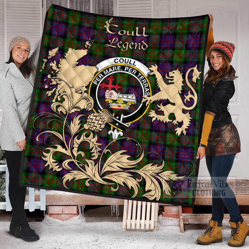Tartan Vibes Clothing Coull Tartan Quilt with Family Crest and Scottish Symbol Style