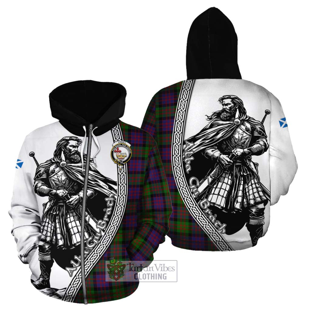 Coull Tartan Clan Crest Cotton Hoodie with Highlander Warrior Celtic Style - Tartan Vibes Clothing