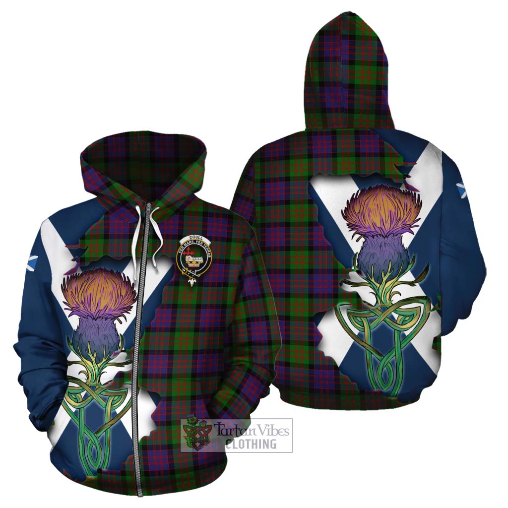 Coull Tartan Family Crest Cotton Hoodie Scottish Thistle Celtic Inspired Zip Hoodie - Tartan Vibes Clothing