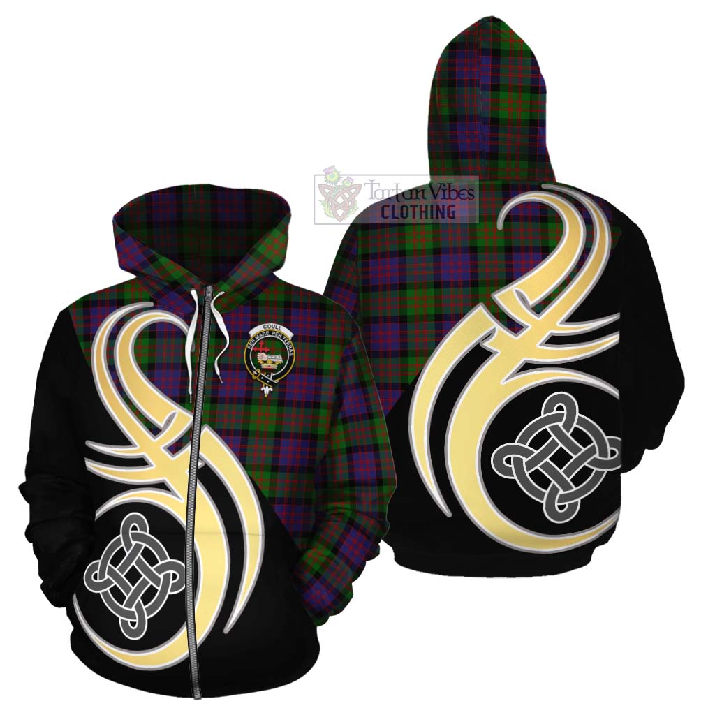 Coull Tartan Cotton Hoodie with Family Crest and Celtic Symbol Style - Tartan Vibes Clothing