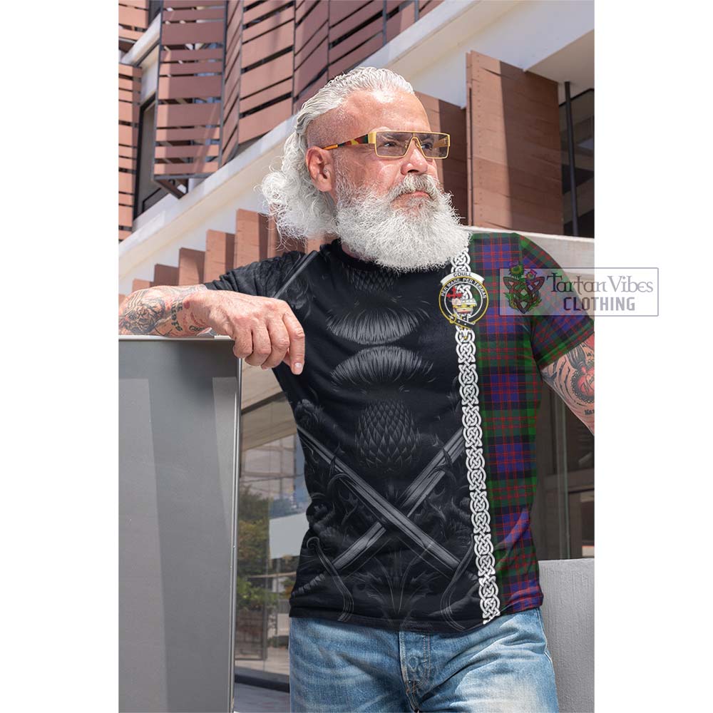 Coull Tartan Cotton T-shirt with Family Crest Cross Sword Thistle Celtic Vibes - Tartan Vibes Clothing