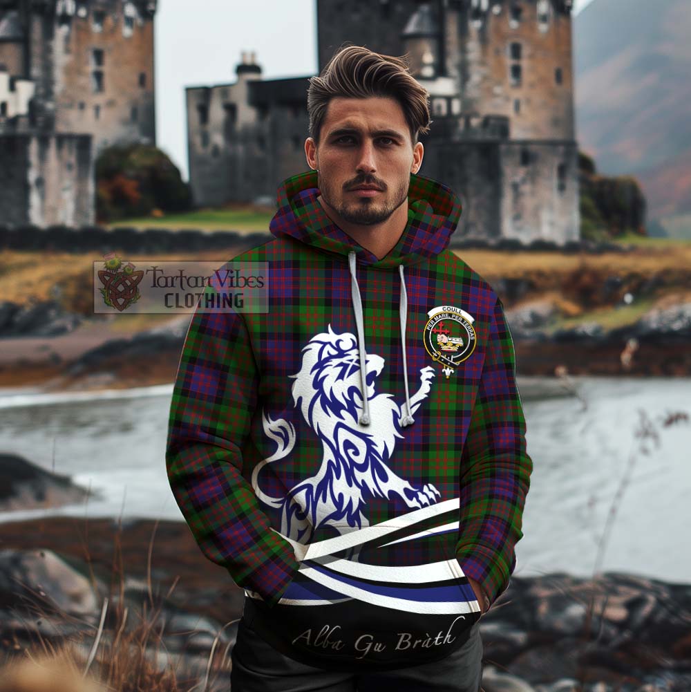 Coull Tartan Cotton Hoodie with Alba Gu Brath Regal Lion Emblem - Tartan Vibes Clothing