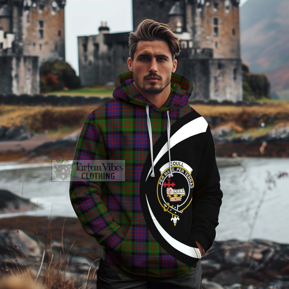 Coull Tartan Cotton Hoodie with Family Crest Circle Style - Tartan Vibes Clothing