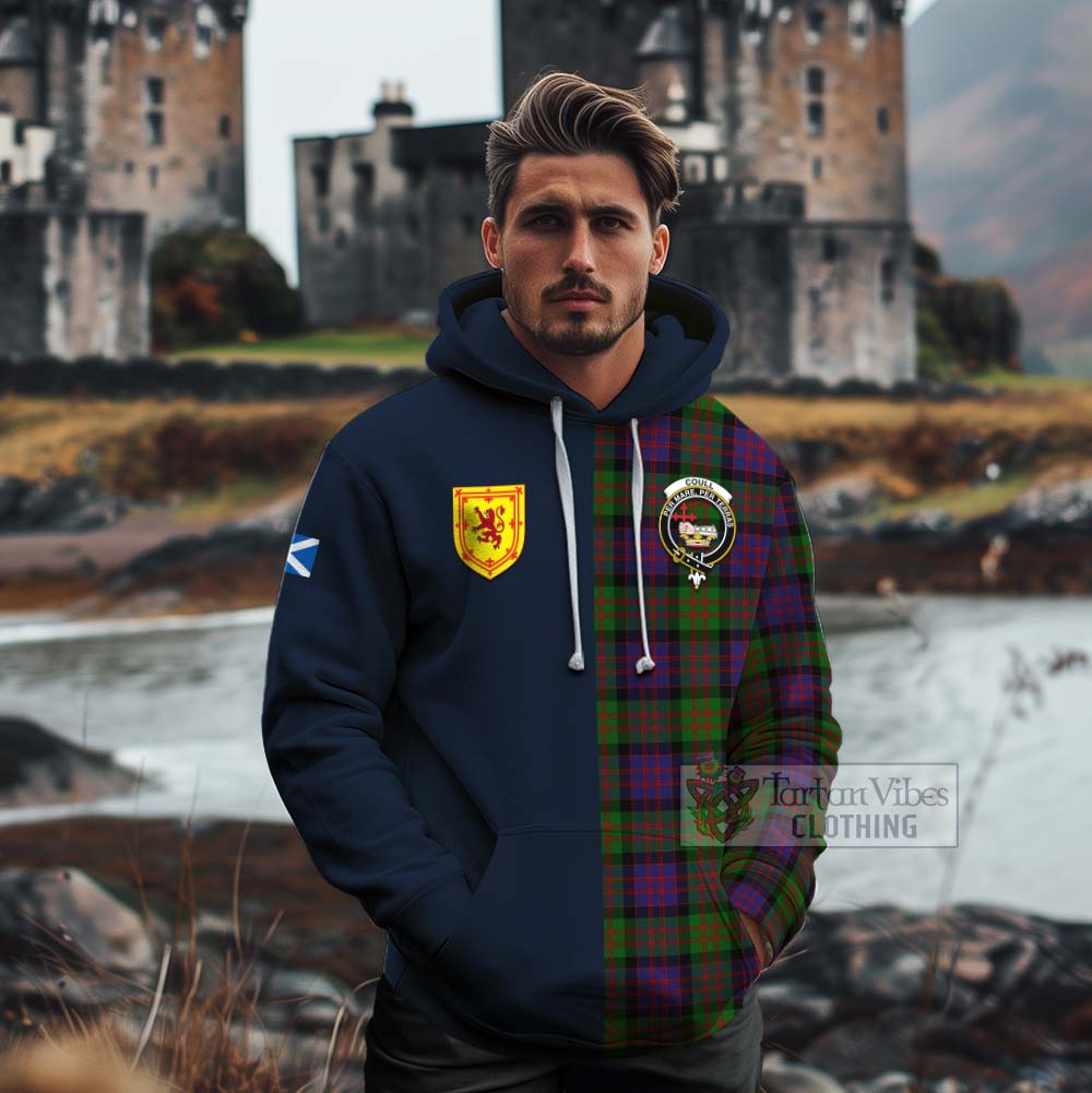Coull Tartan Cotton Hoodie Alba with Scottish Lion Royal Arm Half Style - Tartan Vibes Clothing