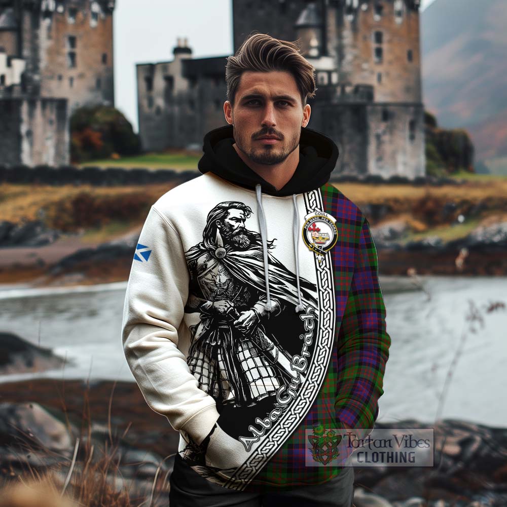 Coull Tartan Clan Crest Cotton Hoodie with Highlander Warrior Celtic Style - Tartan Vibes Clothing