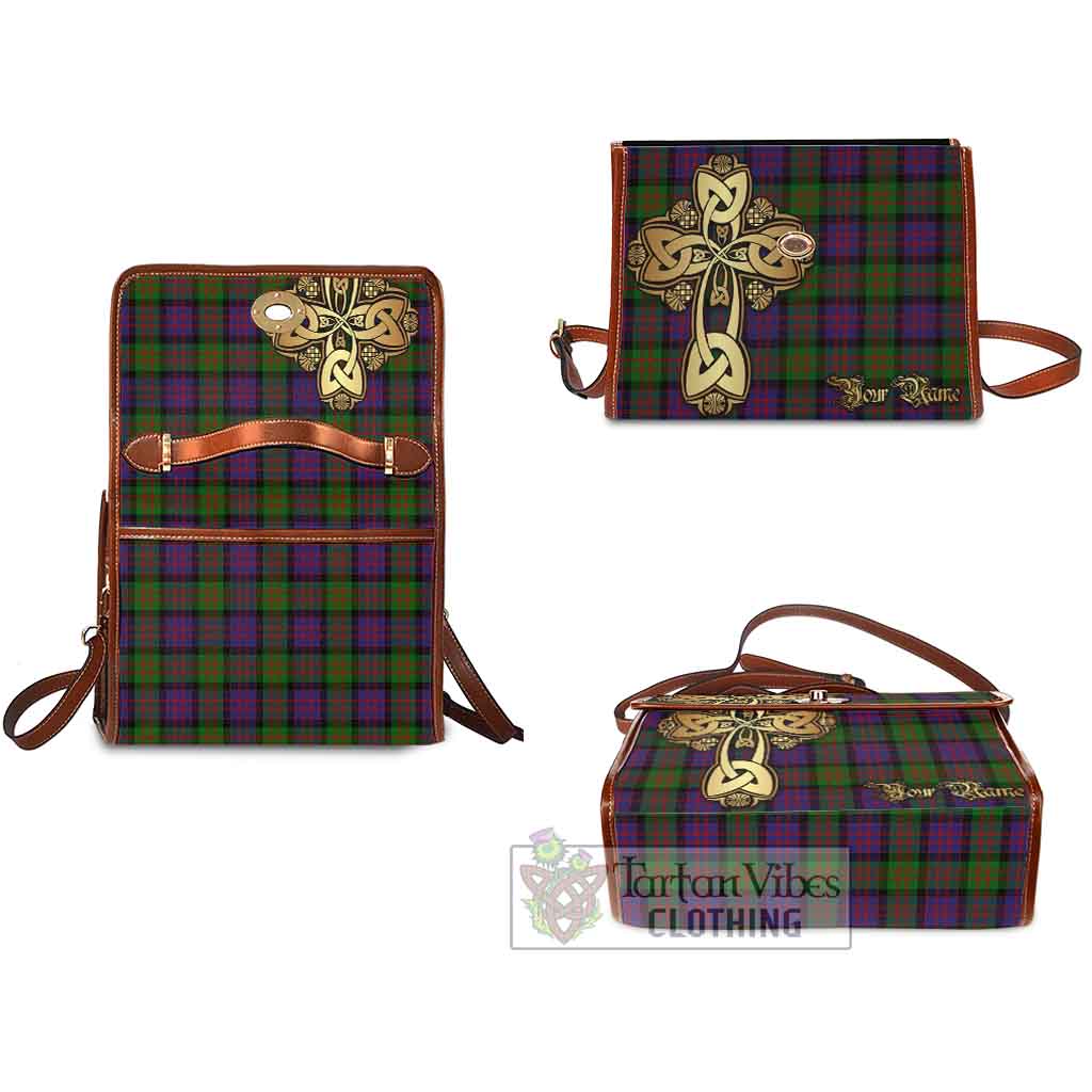 Tartan Vibes Clothing Coull Tartan Waterproof Canvas Bag Golden Thistle Celtic Cross Style