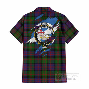 Coull Clan Crest In Me Tartan Cotton Hawaiian Shirt Scotland Flag Style