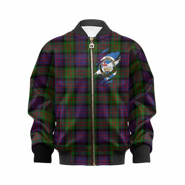 Coull Clan Crest In Me Tartan Kid Bomber Jacket Scotland Flag Style