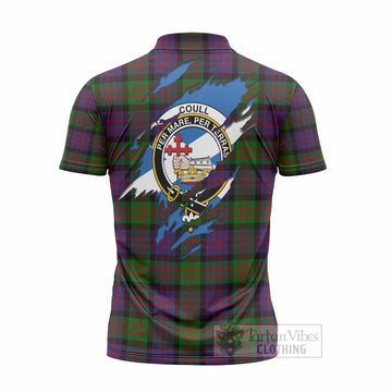 Coull Clan Crest In Me Tartan Zipper Polo Shirt Scotland Flag Style