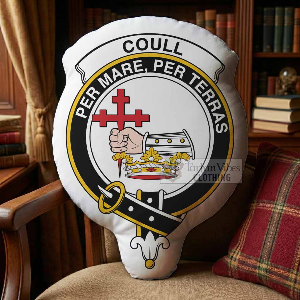 Coull Clan Crest Shaped Throw Pillow, Scottish Clan Badge Decorative Pillow - Tartan Vibes Clothing