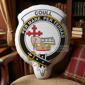 Coull Clan Crest Shaped Throw Pillow, Scottish Clan Badge Decorative Pillow