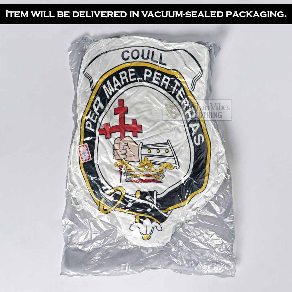 Coull Clan Crest Shaped Throw Pillow, Scottish Clan Badge Decorative Pillow - Tartan Vibes Clothing