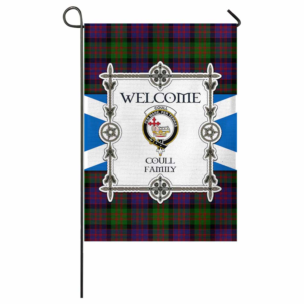 Coull Family Crest Tartan Welcome Garden Flag Saltire Harmony Style - Tartan Vibes Clothing
