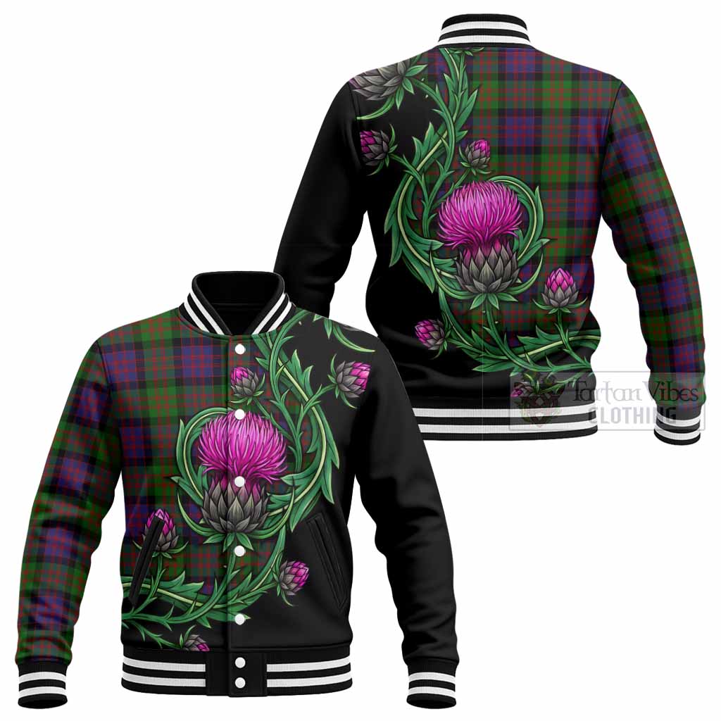 Coull Tartan Baseball Jacket Resilient Scottish Thistle - Tartan Vibes Clothing