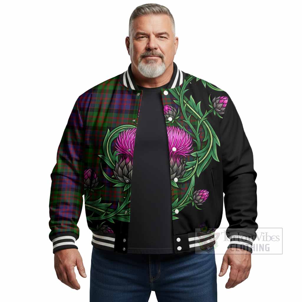 Coull Tartan Baseball Jacket Resilient Scottish Thistle - Tartan Vibes Clothing
