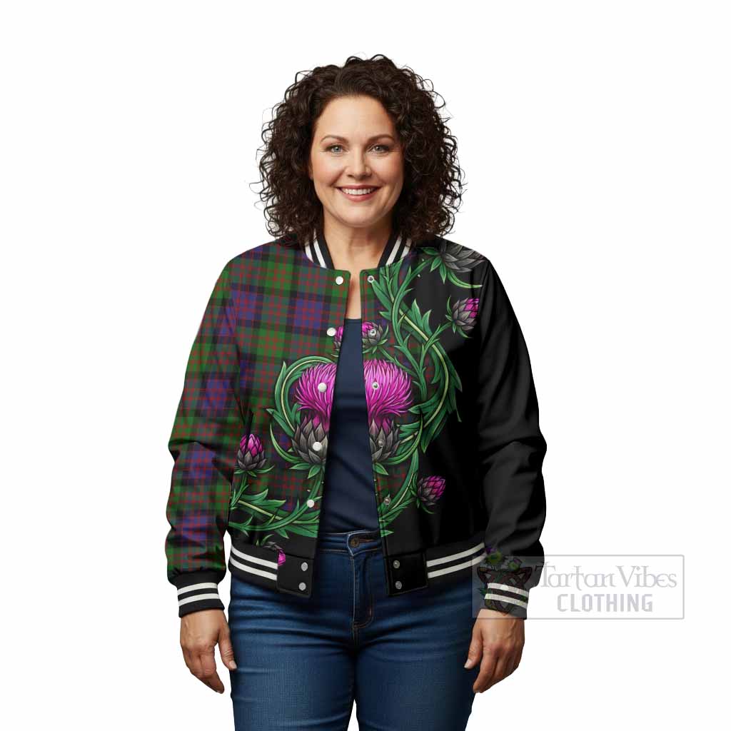 Coull Tartan Baseball Jacket Resilient Scottish Thistle - Tartan Vibes Clothing