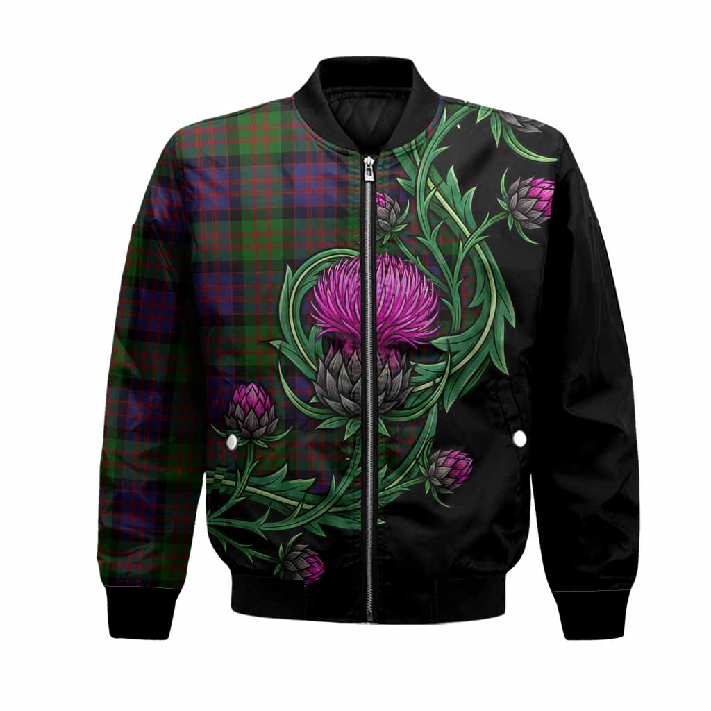Coull Tartan Bomber Jacket Resilient Scottish Thistle Unisex Black - Tartan Vibes Clothing