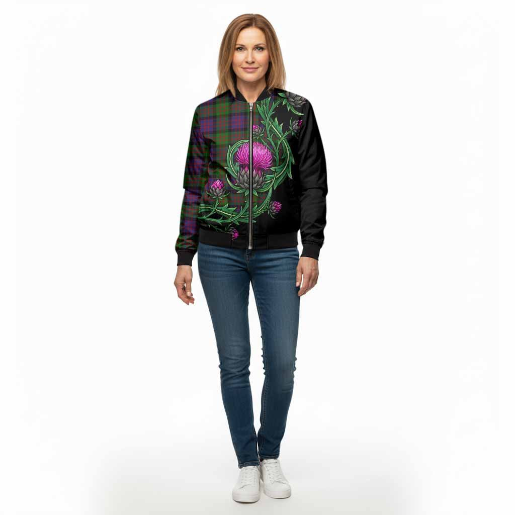 Coull Tartan Bomber Jacket Resilient Scottish Thistle - Tartan Vibes Clothing