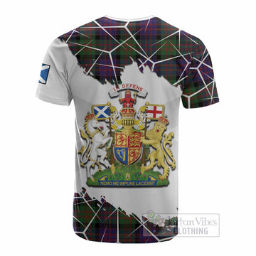 Coull Tartan Cotton T-shirt with Family Crest and Lion Rampant Grunge Style