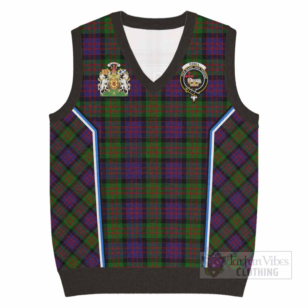 Coull Tartan Crest Knitted V-Neck Vest Scotland Coat of Arm Flag Style - Tartan Vibes Clothing
