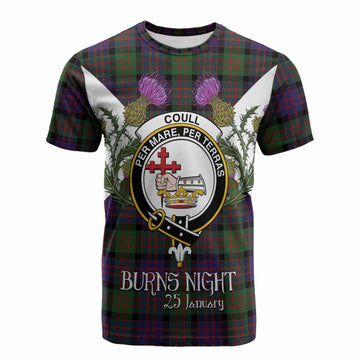 Coull Tartan Family Crest Cotton T-shirt Scottish Burns Night Thistle Floral