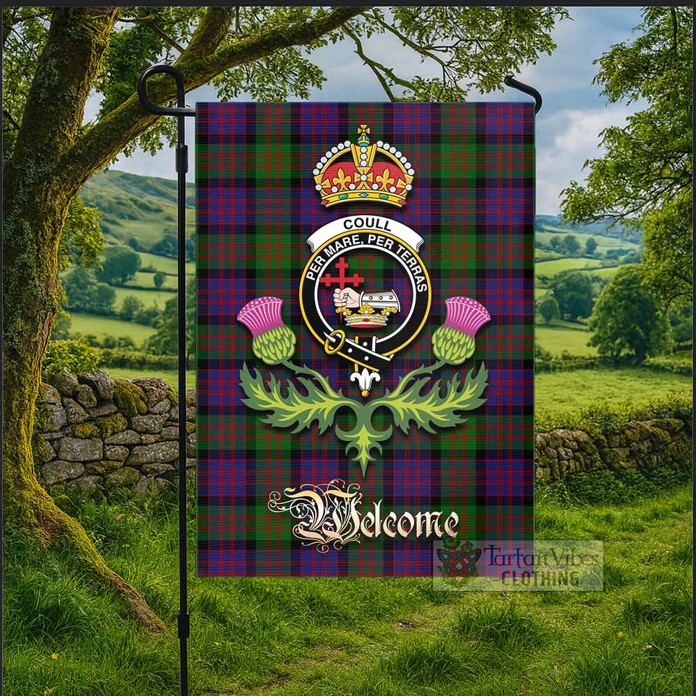 Coull Tartan Family Crest Garden Flag Royal Thistle Welcome Style - Tartan Vibes Clothing