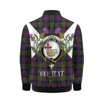 Coull Tartan Family Crest Kid Bomber Jacket Scottish Burns Night Thistle Floral