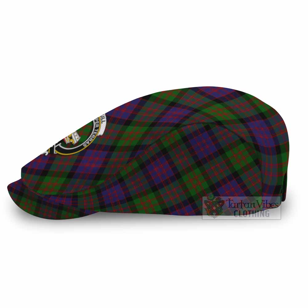 Coull Tartan Flat Cap, Jeff Cap Cross Style with Family Crest - Tartan Vibes Clothing