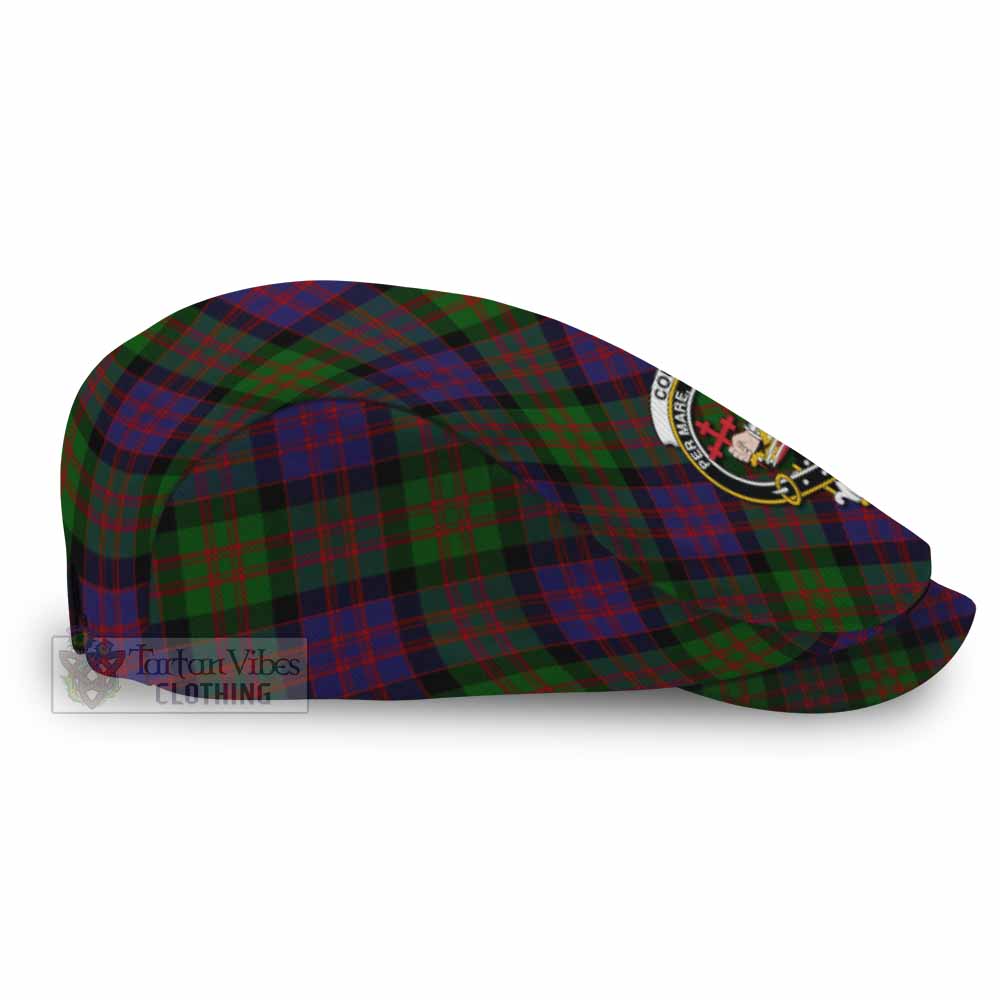 Coull Tartan Flat Cap, Jeff Cap Cross Style with Family Crest - Tartan Vibes Clothing