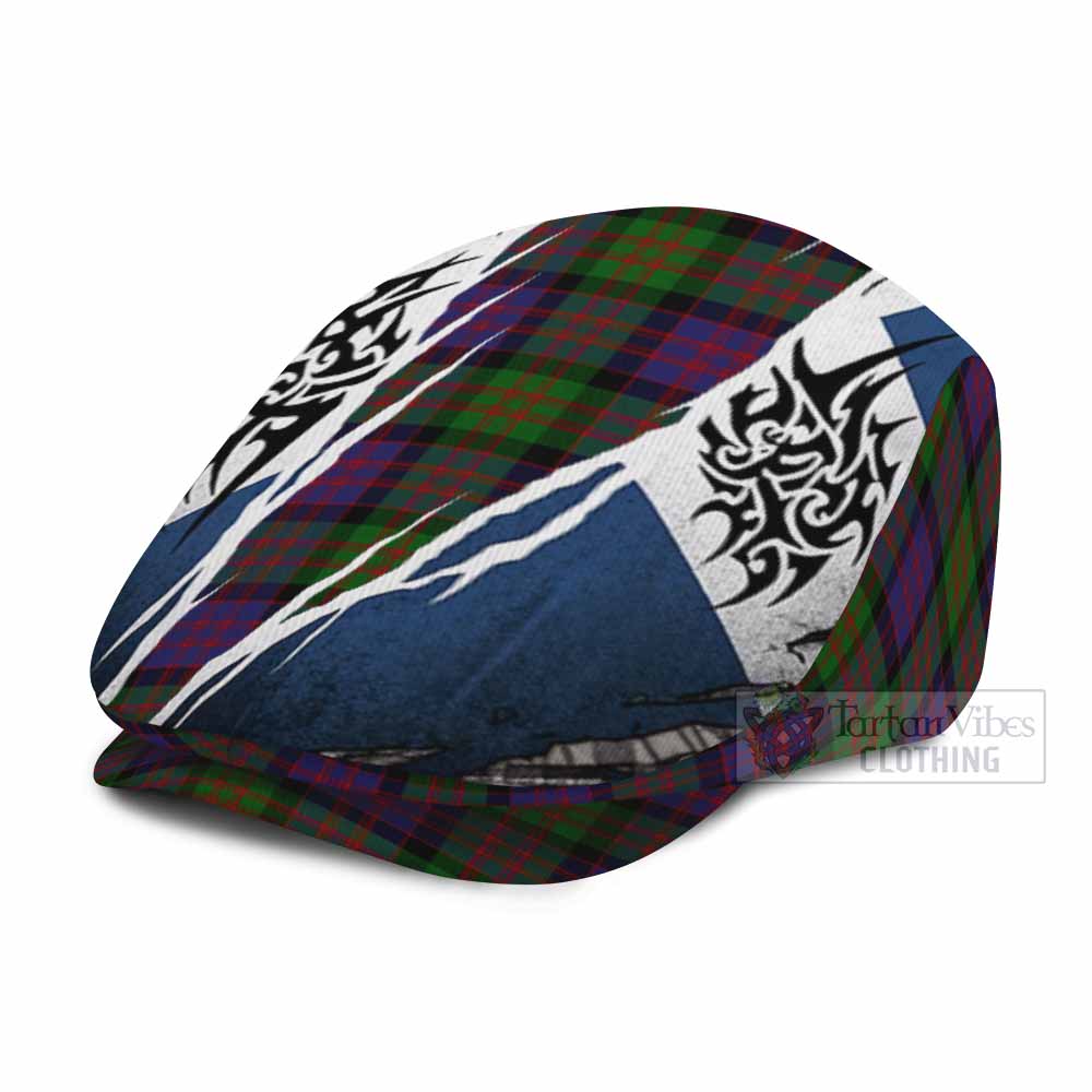 Coull Tartan Flat Cap, Jeff Cap Scotland Flag Ripped Tribal Design