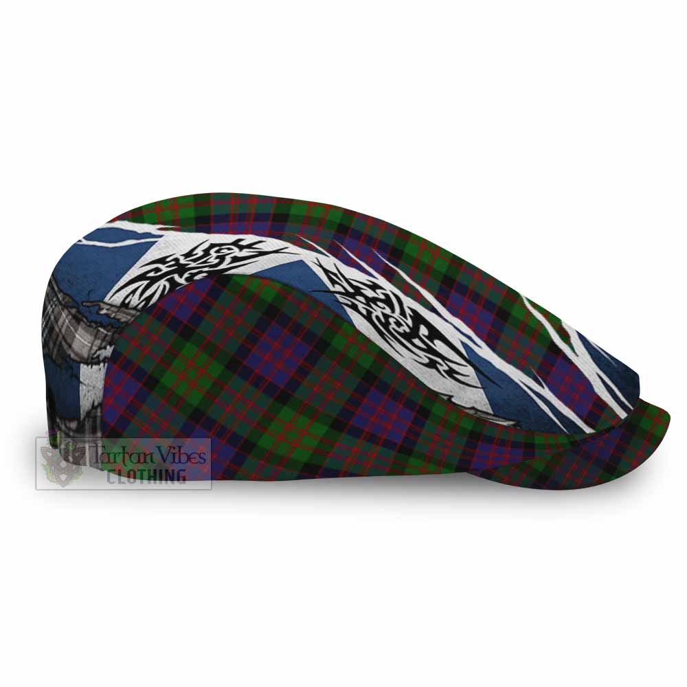 Coull Tartan Flat Cap, Jeff Cap Scotland Flag Ripped Tribal Design