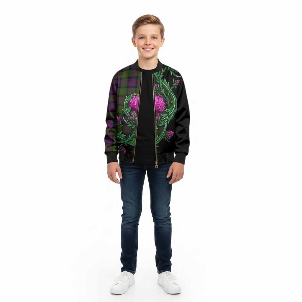 Coull Tartan Kid Bomber Jacket Resilient Scottish Thistle - Tartan Vibes Clothing