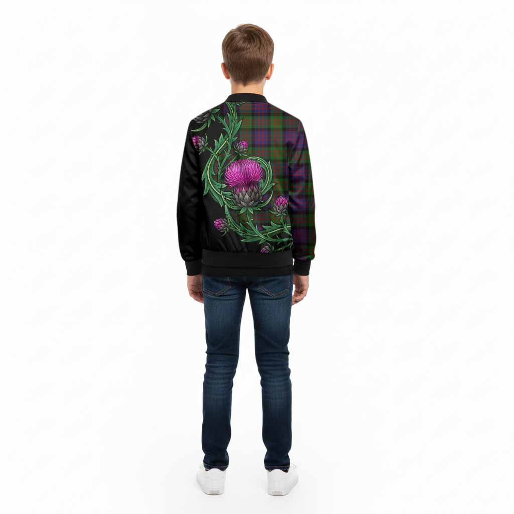 Coull Tartan Kid Bomber Jacket Resilient Scottish Thistle - Tartan Vibes Clothing