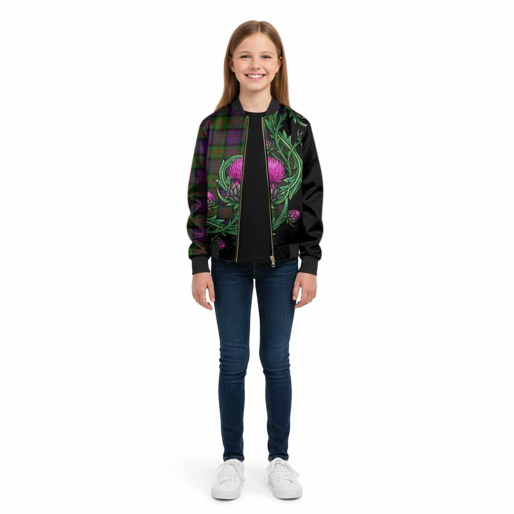 Coull Tartan Kid Bomber Jacket Resilient Scottish Thistle - Tartan Vibes Clothing