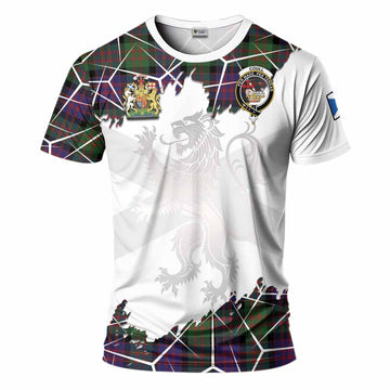 Coull Tartan T-Shirt with Family Crest and Lion Rampant Grunge Style