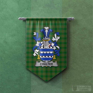 Tartan Vibes Clothing Coulter Irish Clan Tartan Gonfalon, Tartan Banner with Coat of Arms