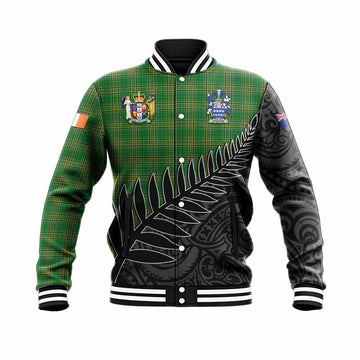 Coulter Irish Clan Tartan Baseball Jacket with Coat of Arms New Zealand Silver Fern Half Style Unisex - Tartan Vibes Clothing
