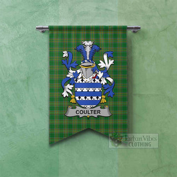 Tartan Vibes Clothing Coulter Irish Clan Tartan Gonfalon, Tartan Banner with Coat of Arms