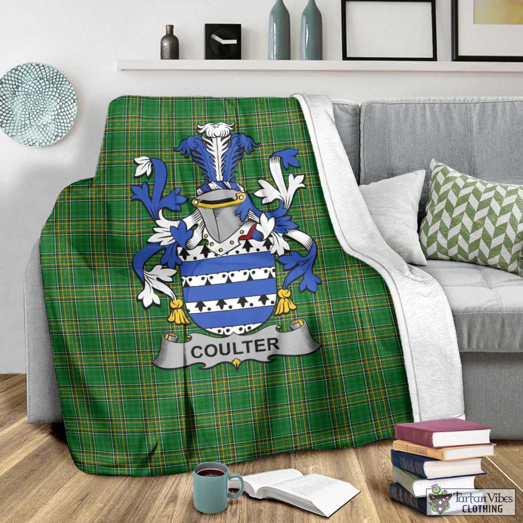 Coulter Irish Clan Tartan Blanket with Coat of Arms - Tartan Vibes Clothing