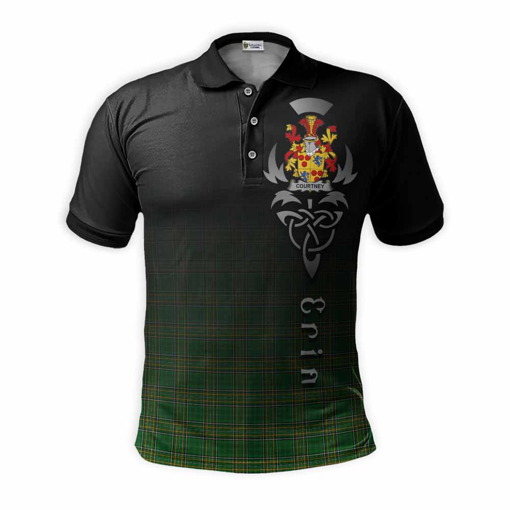 Tartan Vibes Clothing Courtney Irish Clan Polo Shirt with Coat of Arms Erin Go Bragh Celtic Inspired